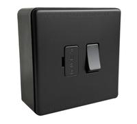 Matt Black Screwless Switched Fused Spur & 32mm Black Surface Pattress Back Box