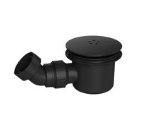 Matt Black Shower Trap 90mm - Easy Clean Shower Waste Trap for Enclosure Trays - Replacement 90mm Shower Drain Cover with 1½" Outlet - Matt Black Tray Waste Trap
