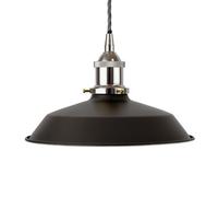 Matt Black Small Trinity Metal Painted Dome Pendant Light With Nickle Lamp Holder And Grey Twisted Cable - Se Home