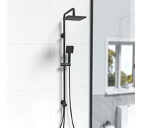 Matt Black Square Exposed Bathroom Shower Mixer Twin Head Set Nes Home Black One Size