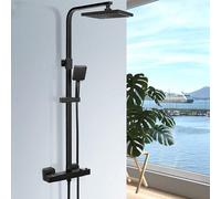 Matt Black Square Exposed Thermostatic Shower Set Shower Head And Handheld Wras Approved