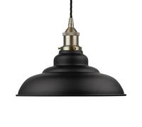 Matt Black St Edmund's Painted Dome Pendant Light With Brushed Chrome Lamp Holder And Black Twisted Cable - Se Home