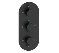 Matt Black Triple Outlet Triple Handle Thermostatic Concealed Shower Valve - Arissa