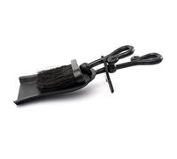 Matt Black Vintage Crook Handle Brush & Shovel Fire Hearth Tidy Set | 38cm Length | Retro Stove Cleaner | Real Fire Place Brush Cleaning Kit | Decorative