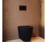 Matt Black Wall Hung Rimless Toilet with Soft Close Seat Black Mechanical Flush Plate 1168mm Frame & Cistern Verona