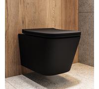 Matt Black Wall Hung Rimless Toilet with Soft Close Seat & Tornado Flush - Albi