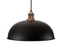 Matt Black Worcester Painted Dome Pendant Light With Antique Copper Lamp Holder And Black Twisted Cable - Se Home