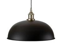Matt Black Worcester Painted Dome Pendant Light With Brushed Chrome Lamp Holder And Grey Twisted Cable - Se Home