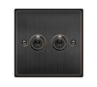 Matt Bronze 2 Gang 2 Way 10Ax Toggle Light Switch - Se Home