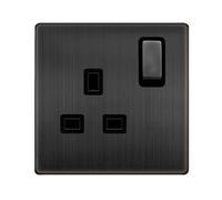 Matt Bronze Screwless Plate 1 Gang 13A Dp Ingot Switched Plug Socket - Se Home