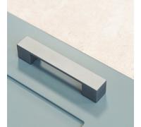 Matt Chrome Thick Squared Handle 128mm Kitchen Cupboard Drawer Cabinet Wardrobe Furniture Silver Grey