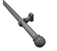 Matt Dark Grey Non Extendable Ball Single Curtain Pole Set, (L)1.5M (Dia)28mm