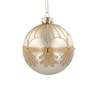 Matt Gold Glass Bauble with Gold Jewel Scallops Gisela Graham