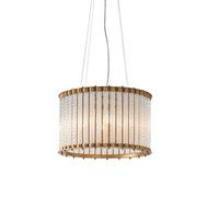 Matt Gold Glass Tube Ceiling Chandelier - Decorative Glass Rods - 6 Bulb Fitting