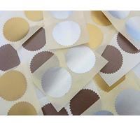 Matt Gold, Matt Silver & Bronze, 50mm Serrated Edge, Certificate Wafer Company Seal Labels, Stickers for Embossing, Legal & Awards