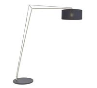 Matt Nickel Large Standing Floor Lamp Light - Black Cotton Shade & Painted Base