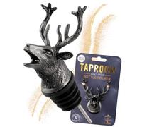 Matt Pewter Stag's Head Wine Bottle Aerator Pourer - Silicone Layered Seal. Classy Modern Design, Silver In Colour, Great For Beginners & Professionals, 12.3cm x 6cm