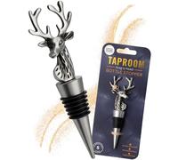 Matt Pewter Stag's Head Wine Bottle Stopper - Silicone Layered Seal. Classy Modern Design, Silver In Colour, Great For Beginners & Professionals, 12cm x 4.1cm x 2.1cm