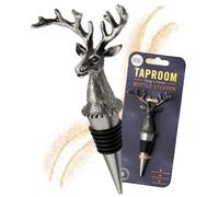 Matt Pewter Stag's Head Wine Bottle Stopper - Silicone Layered Seal. Classy Modern Design, Silver In Colour, Great For Beginners & Professionals, 13cm x 7.5cm