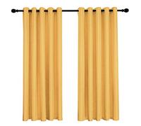 Matt Satin 100% Thermal Blackout Ochre Yellow Eyelet Curtain Extra Wide Floor Window Treatment Drapes 2 panels for Bedroom, Livingroom, Kids Nursery Room W66 x L72 inch Satin Curtains (Ochre, 66x72")