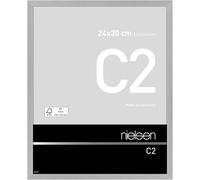 nielsen C2 Aluminium Picture Frame - Brushed Silver 24x30cm - with Float Glass and Easy Push-Turn Clips