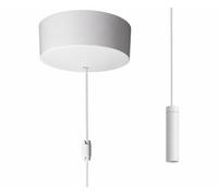 Matt White Bathroom Light Pull Switch with Modern Sleek Pendant & White Pull Cord 2 Way 6A