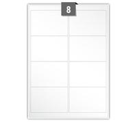 Matt White Luxury Paper Labels - 8 Rectangle Labels Per A4 Sheet - 99.10mm x 67.70mm - Permanent Adhesive - Dry Edge Plain Sheet - Water & Ice Resistant for Glass Containers