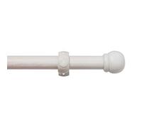 Matt White Non Extendable Ball Single Curtain Pole Set, (L)1.5M (Dia)28mm