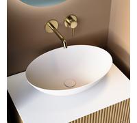 Matt White Oval Stone Resin Countertop Basin with Waste 500mm - Opal