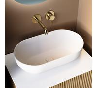 Matt White Oval Stone Resin Countertop Basin with Waste 560mm - Almas