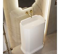 Matt White Oval Stone Resin Freestanding Pedestal Basin with Waste 660mm - Harley