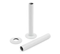 Matt White Pipe Shrouds & Collars Pair for Radiators & Towel Rails 130mm