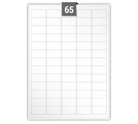 Matt White Polyester - Peelable Adhesive Dry Edge - Plain Sheets - 65 Rectangle Labels per A4 Sheet - Label Size 38.10 mm x 21.20 mm
