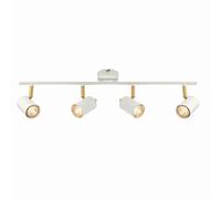 Matt White & Satin Brushed Gold GU10 LED Ceiling Spotlight Bar