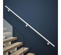Rothley Matt White Stair Hand Rail Kit 2.4M - Internal Staircase Steel Banniser, KMW2400