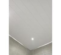 Matt White Twin Embedded PVC Ceiling Panels Bathroom Cladding Shower Wet Wall (6 Panels)