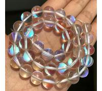 Matte AB Austrian Crystal Round Loose Beads for Jewelry Making Glitter Moonstone Beads DIY Bracelet 15'' Strands 6 8 10 12mm-Smooth White-8mm 45pcs