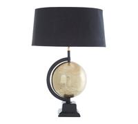 Matte Antique Brass Globe Table Lamp, Arched Frame Rotating Globe with Tapered Black Shade Interiors by Premier Black One Size