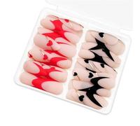 Matte Artificial Nails French Tips Press On Nails With Heart Designs Almond Valentine's Day False Nails For Women 48Pcs