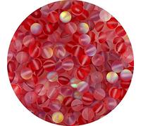 Matte Aurora Crystal Glass Beads Red 100pcs 8mm Flash Glitter Shining Mermaid Round Loose Aura Bead Frosted Moonstone for Jewelry Making (Red, 8mm)