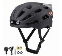 Matte Biking Helmet with Remote, Black, L 57-62 Cm | USB Rechargeable, Bike Helmet with Lights, Aerodynamic, for Night Riding