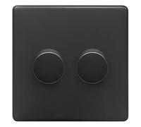 Matte Black 2 Gang LED Dimmer Switch, 2 Way, 5w - 100w BL353
