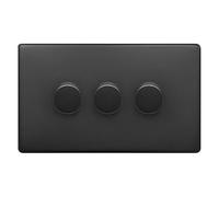 Matte Black 3 Gang LED Dimmer Switch, 2 Way, 5w - 100w BL357
