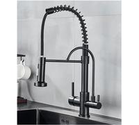 Matte Black 3Way Kitchen Sink Faucethot & Cold Water Mixer Double Handle Drinking Water Crane Easy Installation Stylish & Durable Design,Matte Black B-A