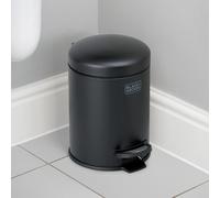 (Matte Black, 5L) BLACK+DECKER Stainless Steel Dome Shaped Pedal Bins with Soft Close Lids