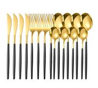 Matte Black and Gold Silverware Set, 16pcs Stainless Steel Flatware Set for 4,Kitchen Utensil Set, Tableware Cutlery Set, Knife Spoons and Forks Set, Dishwasher Safe