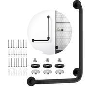 Matte Black Angled Grab Bar 16x24 Inch, iHansee Bathroom Safety Bar w/Anti-Slip Knurled Grip, Wall Mount L Shaped Shower Handle for Elderly Senior Handicap, Toilet Bathtub Balance Support Handrail