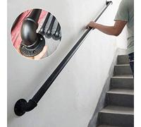 Matte Black Anti Slip Wrought Iron Stair Handrail Durable Indoor/Outdoor Banister for Elderly & Disabled Safety Stylish Pipe Railings for Enhanced Support