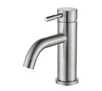 Matte Black Bathroom Basin Faucet Brass Deck Mounted Short or Tall Hot and Cold Water Mixer Tap Crane for Vessel Sink(Brushed Nickel)