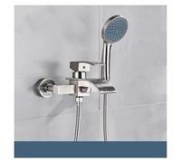 Matte Black Bathroom Bathtub Faucet Waterfall Faucet with Hand Shower Hot and Cold Water Mixer Taps Wall-Mounted Bathtub Faucet(Brushed Nickel E)
